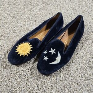 Stubbs & Wootton "Nitenday" Navy Velvet Slippers 8.5